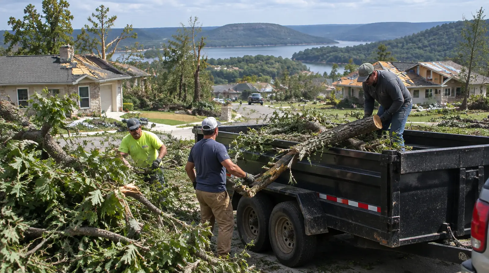 Storm debris loaded for haul-away in Mountain Home, AR